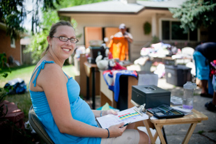 Sara Urbanc has a garage sale every year with items from her extended family.  They have had plenty of traffic for a Thursday, nearly 60 shoppers between 8am and noon.  ‘We have a good location’ she said.