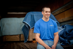 Zach Copple of Elmwood, IL., delivers furniture for La-Z-Boy he is also a student at ICC. Though he said he thinks delivering furniture is not a bad job, he does not plan to do it forever.