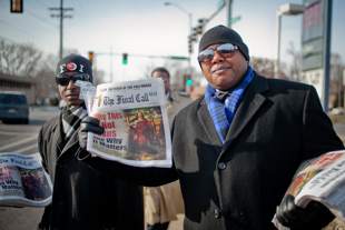 Timothy X, as a member of the Nation of Islam, is distributing copies of The Final Call.
 He wants people to know ‘they should not be afraid to read’ the publication 
because ‘it’s full of good information and world news’.