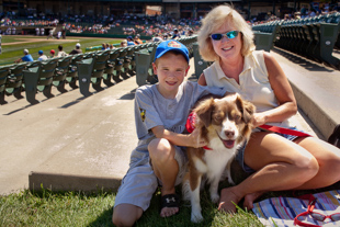 Lisa Groff is with her son, Kellar, and their dog, Lucy, (a 3 year-old mixed Aussie).
They are spending the afternoon at the Peoria Chiefs ‘Bark in the Park’ promotion.