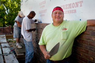 Robert Johnson of Straight Line Masonry is a Master Mason with 25 years of experience. He says the work is hard on the body but the pay is good and there is plenty of work these days. ‘Plus’, he said, ‘I could never work inside’.