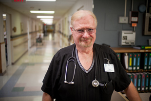 Jim Cohenour of Pekin is a Restorative Nurse at Heritage Health in Chillicothe.
 He has been getting people out of wheelchairs and getting them moving for more than 20 years.