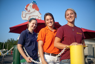 From Left are Katrina Bishop, Miranda Morgan, Danielle Trotter all work at Emo’s Ice Cream Shack. 
The Peoria landmark is always busy during the summer; however,
 106 degree heat index is enough to keep the crowd away.  Sometimes it’s too hot, even for ice cream.