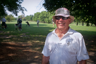 Larry Shank is golfing in the upper 90s. That was the temperature, his score was lower.  
When Larry is not on the links he is building custom stairs and balustrades as the owner of Stair Crafters Inc.