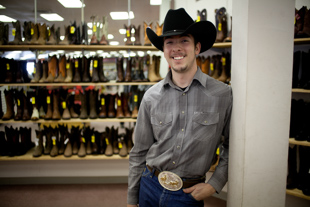 Perry Kearnes is only one month into his first job, ever. He chose to work at Lanston’s Western Wear 
in Midwest City, OK because he always wore this type of clothing and it seemed a natural fit.