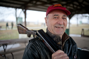 Wayne Huser says he shoots 1,500 rounds of ammunition per year, ‘since I retired, this is all I do’. He is a member of the Peoria Gun Club as well as a rifle and pistol range. He is holding his custom Model 21 Winchester shotgun.