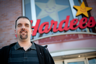 David Weihe recently located to St. Louis which just happens to be the location of Hardee's corporate headquarters. 
He's a life-long super fan and used to have to drive over 200 miles to get a Thickburger.