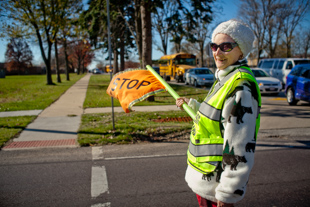Maria Golden says she is not the type of person to sit around on the couch. Since retiring from Caterpillar, She has been involved in lots of volunteer work as well as this part-time job as a crossing guard for School District 150 in Peoria.