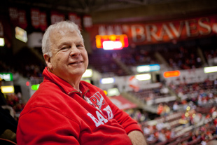 Steve Hutton of Morton is a basketball fan and has been coming to Bradley Braves basketball for 35 years.
  He started following Bradley when an upper classman from his high school played college ball there.